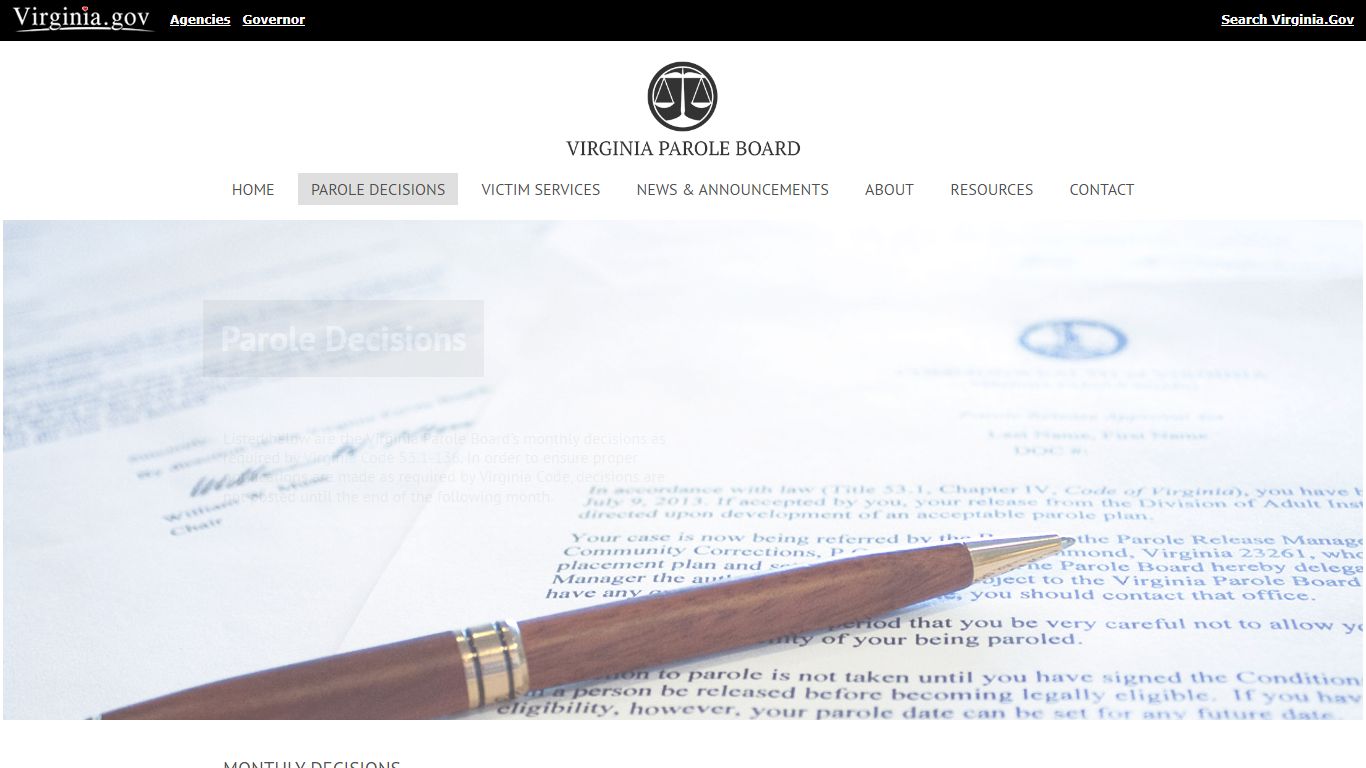 Monthly Parole Decisions - Virginia